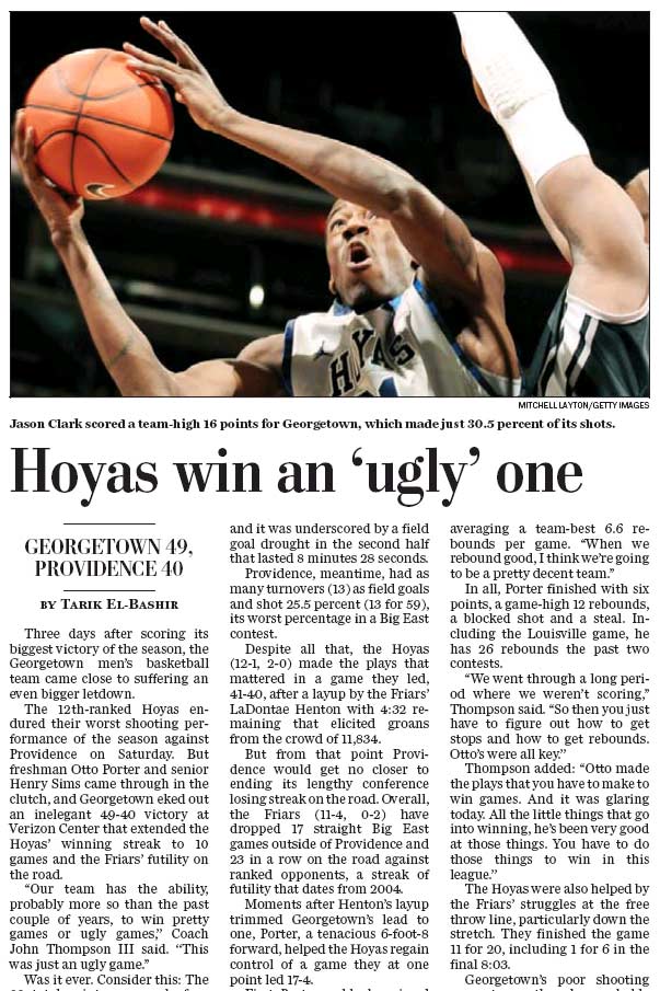 Hoyas win and 'ugly' one